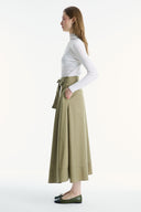 Belted Pleated Skirt