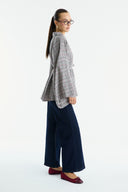 Double-Breasted Plaid Poncho