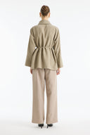 Striped Shirt with Collar and Button Detail - earth