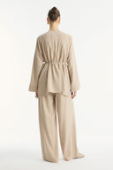 Button-Detailed Trousers Set