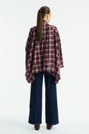 Mock Neck Plaid Poncho