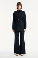 Belted Detail Stand-Up Collar Relaxed Trouser Set