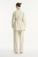 Button-Detailed Belted Jacket