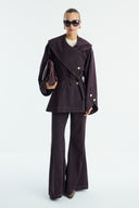 Gold Button Detail Denim Pant Set