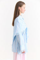 Lace-Detail Striped Shirt