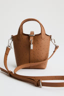 Lock-Detailed Faux Leather Bag - Camel