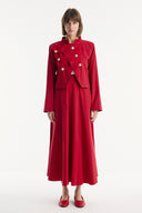 Skirt Set with Asymmetric Button Detail