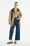 Parka with Contrast Collar and Tape Detail
