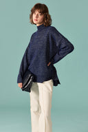 Glitter Detail Turtleneck Knit Sweater