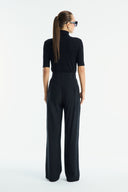 Straight-Leg Topstitched Trousers