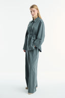 Cuffed Striped Trouser Set