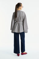 Double-Breasted Plaid Poncho