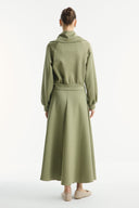Wide Collar Zippered Scuba Skirt Set