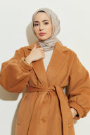 Nora Balloon Sleeve Wool Coat - Cinnamon