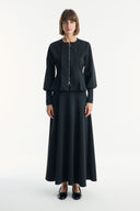 Scuba Set with Zipper Detail and Flared Skirt