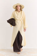 Draped Abaya Dress with Padded Shoulders and Wrap Closure