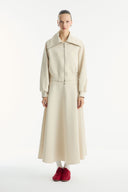 Wide Collar Zippered Scuba Skirt Set