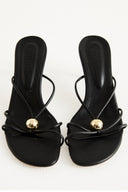 Oval Stone Detailed Heeled Mules
