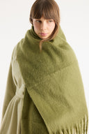 Fringed Imported Scarf Shawl - Sage Green
