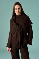 Knit Pants Set with Shawl Detail