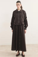 Zippered Metal Detailed Dacron Skirt Set