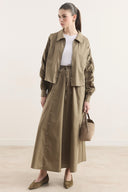 Zippered Metal Detailed Dacron Skirt Set