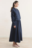 Zippered Metal Detailed Dacron Skirt Set