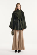 Zippered Denim Jacket with Shawl Collar Detail