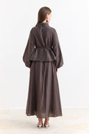 Collar Detail Skirt Set