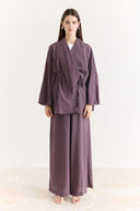 Jacket Collar Striped Trouser Set