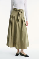 Belted Pleated Skirt