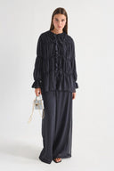 Ruffled Detail Lace Chiffon Set