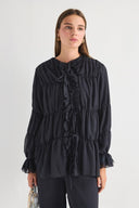 Ruffled Detail Lace Chiffon Set