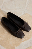 Leather Ballerinas with Bow Detail