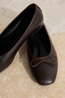Leather Ballerinas with Bow Detail