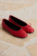 Bow-Detailed Leather Ballet Flats