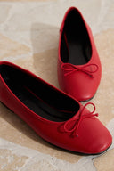 Bow-Detailed Leather Ballet Flats