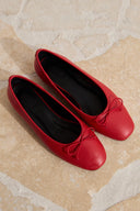 Bow-Detailed Leather Ballet Flats