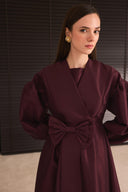 Taffeta Evening Dress with Bow Detail
