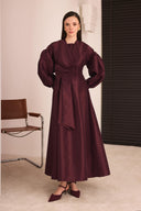 Taffeta Evening Dress with Bow Detail