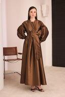 Taffeta Evening Dress with Bow Detail