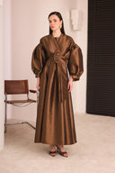 Taffeta Evening Dress with Bow Detail