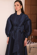 Bow-Detailed Taffeta Evening Dress