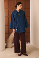 Flap Pocket Double-Breasted Denim Jacket