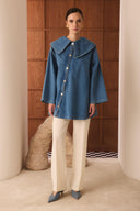 Welt Pocket Cross-Closure Denim Jacket