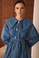 Welt Pocket Cross-Closure Denim Jacket