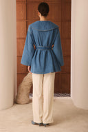 Welt Pocket Cross-Closure Denim Jacket