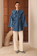 Welt Pocket Cross-Closure Denim Jacket