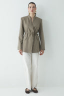 Fularlı Double Blazer Ceket