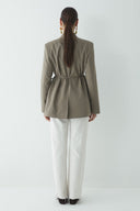 Fularlı Double Blazer Ceket